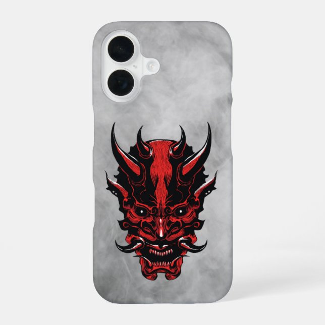Coque iPhone 16 Démon à cornes rouges  (Verso)