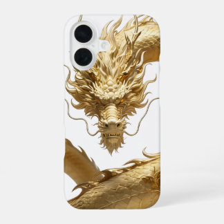Coque iPhone 16 Dragon Chinois Doré Art | Fantastique Créature Myt