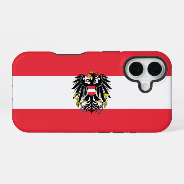 Coque iPhone 16 Drapeau Autriche (Verso Horizontal)