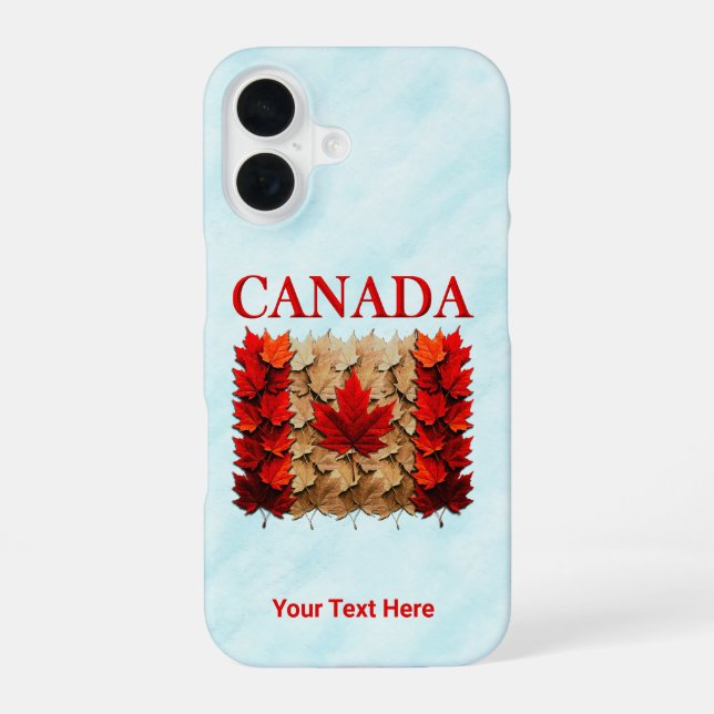 Coque iPhone 16 Drapeau canadien de la feuille d'érable d'automne (Verso)
