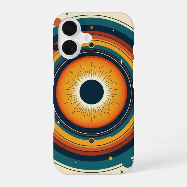 Coque iPhone 16 Éclipse solaire rétro (Verso)