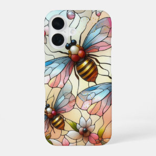 Coque iPhone 16 Effet de vitrail aux abeilles  