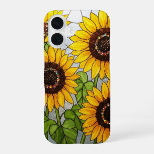 Coque iPhone 16 Effet vitrail de tournesols