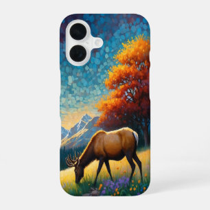 Coque iPhone 16 Élan dans la prairie de montagne