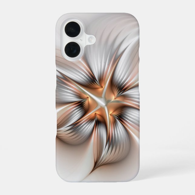 Coque iPhone 16 Élégance florale Art Abstrait fractal moderne (Verso)