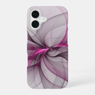 Coque iPhone 16 Élégant Chaos Moderne Art Fractal Abstrait Rose