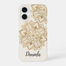Élégant Étui Iphone en Or Mandala pour Elle