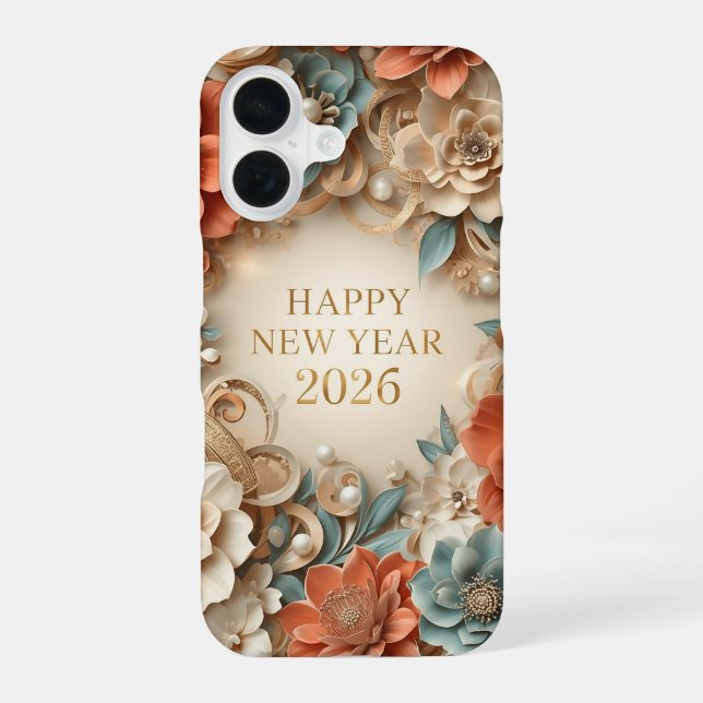Coque iPhone 16 elegant happy new year phone case (Verso)