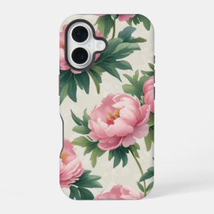 Coque iPhone 16 Élégant Peine rose motif floral - intemporel