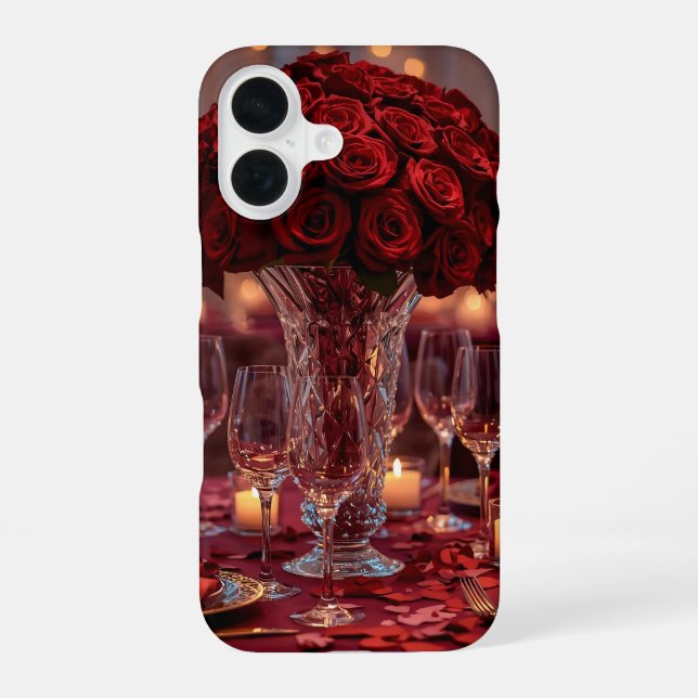 Coque iPhone 16 Elegant Red Rose Valentine Romantic Phone case (Verso)