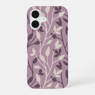 Coque iPhone 16 Élégante Feuille Mauve Botanique Minimaliste