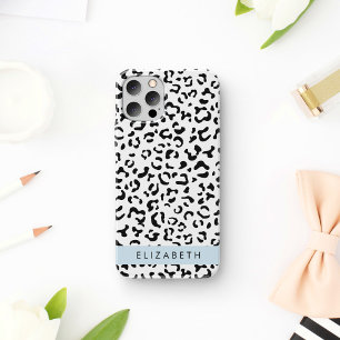 Coque iPhone 16 Empreinte de léopard, Spots, Noir Et Blanc, Votre