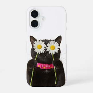 Coque iPhone 16 Étui Chat Floral Rêveur