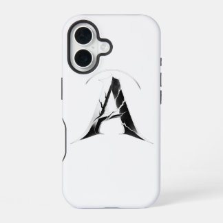 Coque iPhone 16 Étui de téléphone à initiale gothique fissurée A -