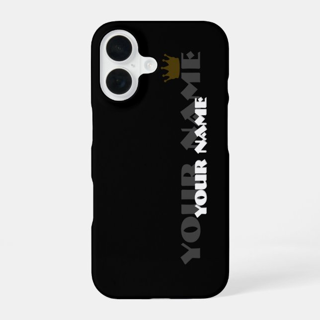 Coque iPhone 16 Étui de téléphone à nom personnalisé avec couronne (Verso)