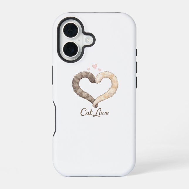 Coque iPhone 16 Étui de téléphone Amour de Chat – Design de Queue  (Verso)
