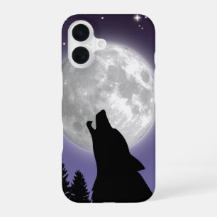 Coque iPhone 16 Étui de téléphone avec un loup hurlant à la pleine