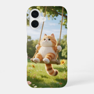 Coque iPhone 16 Étui de téléphone Chat Kawaii sur Balançoire