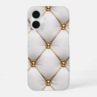Étui de téléphone en cuir blanc matelassé et clous
