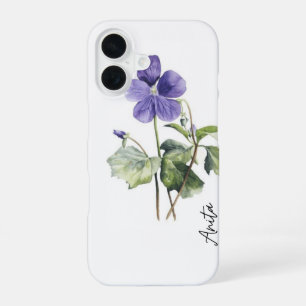Coque iPhone 16 Étui de téléphone Fleur de naissance violette avec