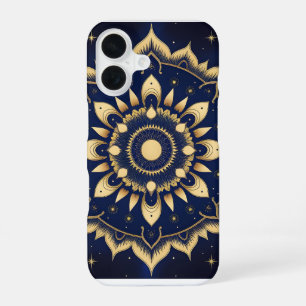 Coque iPhone 16 Étui de téléphone Mandala de Lune Céleste Bleu N