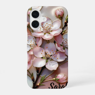 Coque iPhone 16 Étui de téléphone personnalisé à fleurs de cerisie
