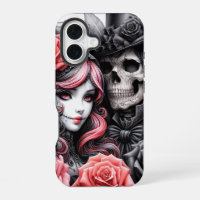 Étui de téléphone pour couple de squelettes gothiq