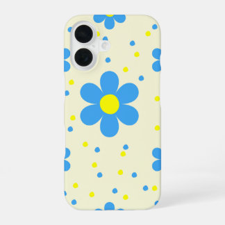 Coque iPhone 16 Étui de téléphone rétro bleu Daisy