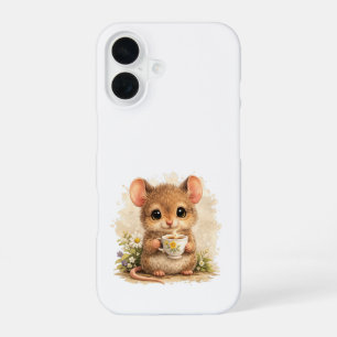 Coque iPhone 16 Étui iPhone 16 Café Souris Mignonne Kawaii