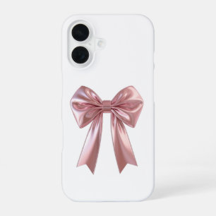 Coque iPhone 16 Étui iPhone 16 Ruban en Satin Métallisé Rose Chic