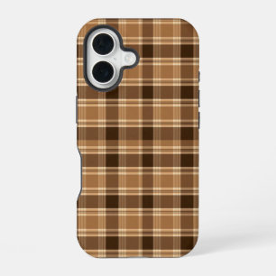 Coque iPhone 16 Étui iPhone à motif tartan marron esthétique
