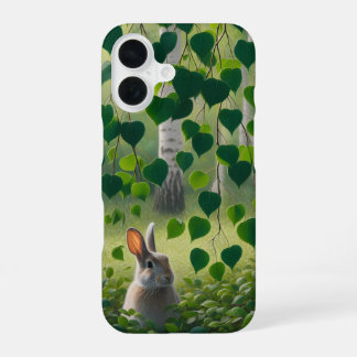 Coque iPhone 16 Étui iPhone mince Lapin en forêt de bouleaux