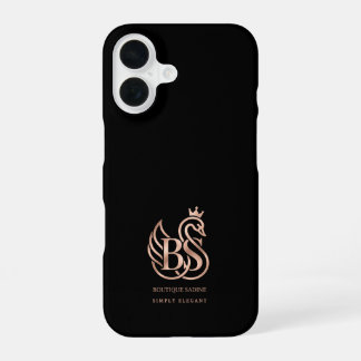 Coque iPhone 16 Étui iPhone minimaliste Cygne Élégant Noir
