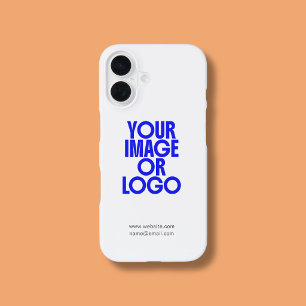 Coque iPhone 16 Étui iPhone moderne blanc avec photo de logo d'ent