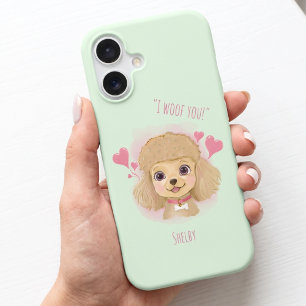 Coque iPhone 16 Étui iPhone Poodle Personnalisé – Je Te Wooof Cade