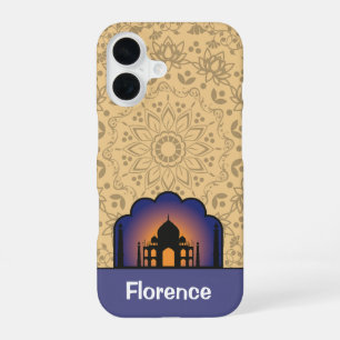 Coque iPhone 16 Étui Personnalisé avec Silhouette du Taj Mahal Cas