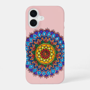 Coque iPhone 16 Étui pour Iphone16 Mandala Arc-en-ciel