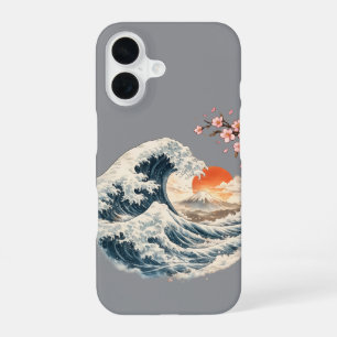 Coque iPhone 16 Étui pour iPhone Fleur de Cerisier Vague Japonaise