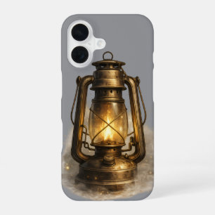 Coque iPhone 16 Étui pour iPhone gris lanterne à kérosène rétro lu