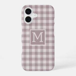 Coque iPhone 16 Farmhouse Buffalo Check Plaid Beige Monogramme