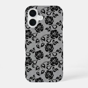 Coque iPhone 16 Faux Black Lace coque iphone