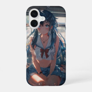 Coque iPhone 16 Fille d'anime dans un train