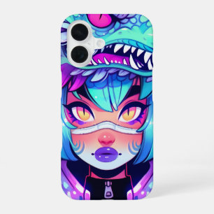 Coque iPhone 16 Fille de la tête de dragon Kawaii dans les cieux V