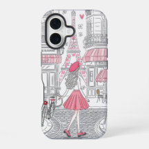 Fille Parisienne - Tour Eiffel mignonne et rue du 