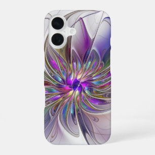 Coque iPhone 16 Fleur d'art Abstrait, énergique et coloré