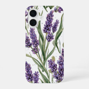 Coque iPhone 16 Fleurs de Lavande Violette Aquarelle Botanique