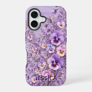Coque iPhone 16 Fleurs d'Iris sarcelle élégantes personnalisées