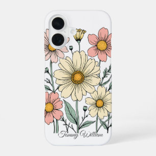 Coque iPhone 16 Fleurs hippies Super vintages Rétro