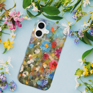Coque iPhone 16 Fleurs sauvages colorés Floral Abstrait