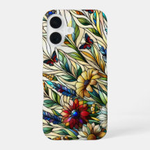 Fleurs sauvages et papillons de design en verre
